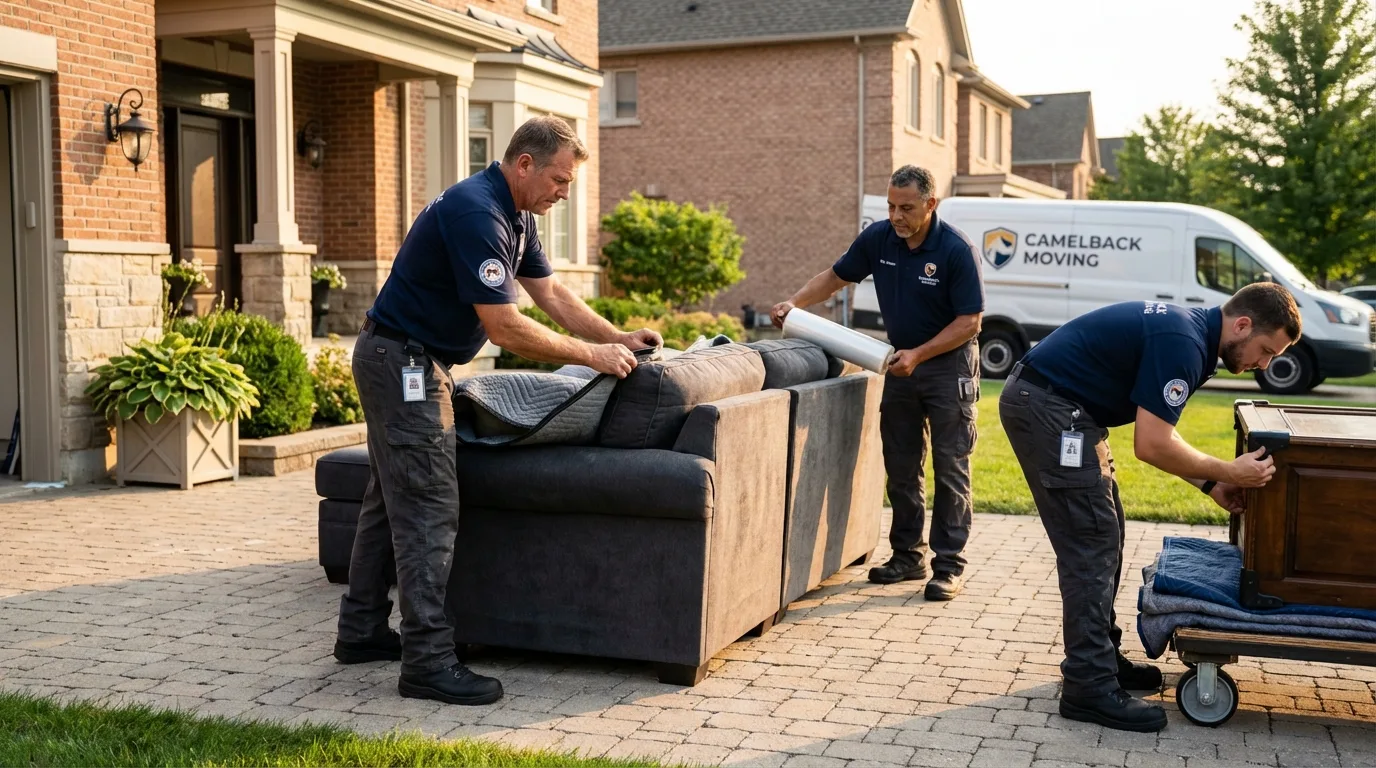 Large estate moving crew wrapping furniture in Cole Camp, MO